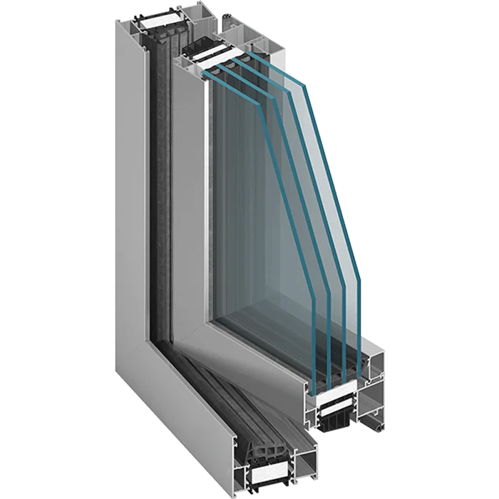 Fenêtre aluminium MB-86 — hautes performances thermiques, triple vitrage